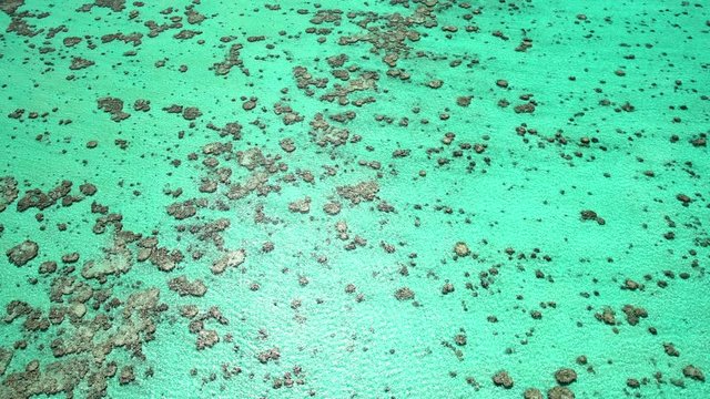 Aerial of Tupai Heart Island coral reef atoll in the South Pacific Ocean