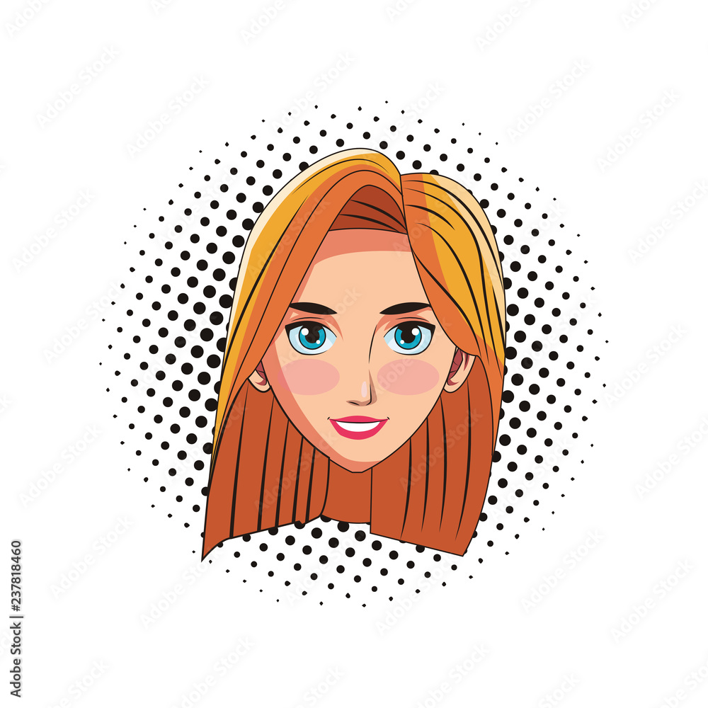 Sticker pop art woman face