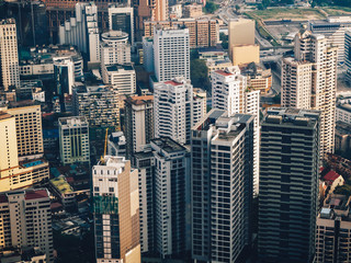 aerial view of downtown with skyscrapers