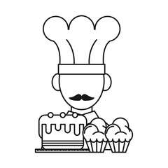 chef with cupcakes cartoon