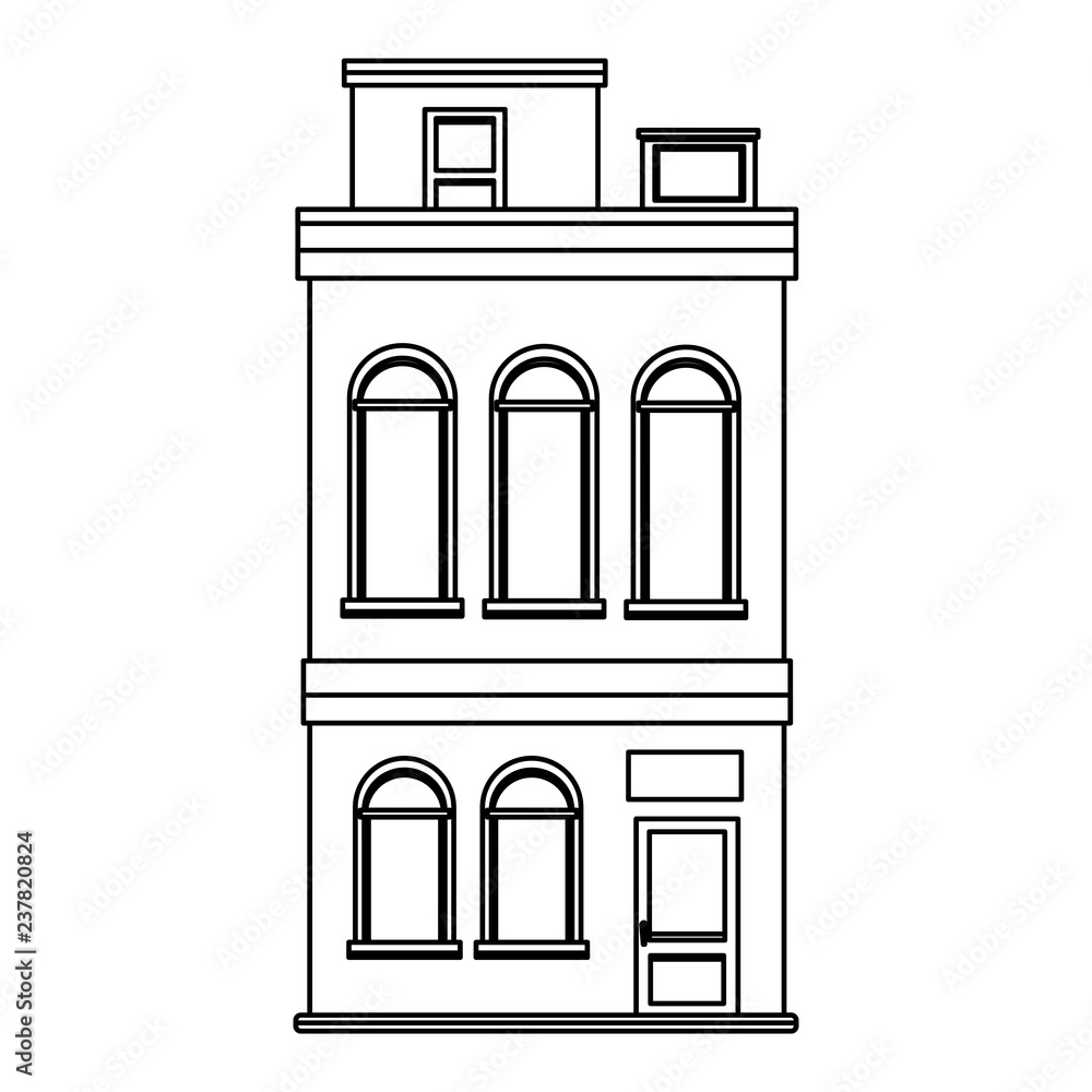 Poster apartments building cartoon