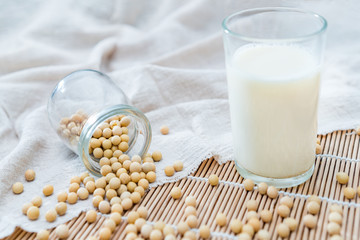 A bowl of soymilk and soybeans