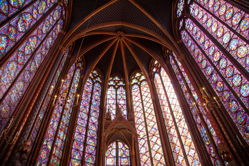 stained glass windows in the french cathedral