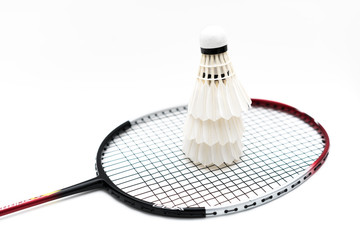 White background image of badminton and racket
