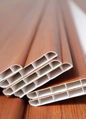 close-up set of PVC skiritng for laminate flooring accessories