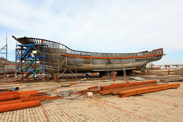 ship in building in a shipyard, Tangshan City, Hebei, China