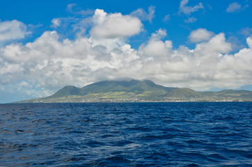 The view of Island of St. Kitts from the boat
