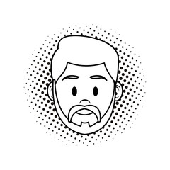 Man face cartoon in black and white