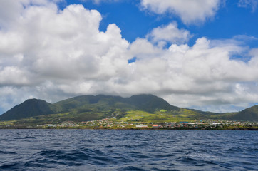 The view of Island of St. Kitts from the boat
