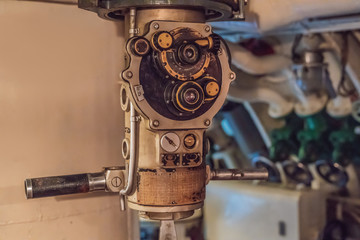 Periscope on an old submarine, retro background