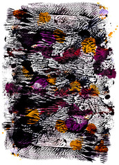 Bright color abstract painting in Mono Type style.