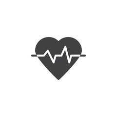 Heart cardiogram vector icon. filled flat sign for mobile concept and web design. Heartbeat pulse simple solid icon. Cardiology symbol, logo illustration. Pixel perfect vector graphics