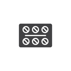 Medical Tablets vector icon. filled flat sign for mobile concept and web design. Blister of medication pills simple solid icon. Symbol, logo illustration. Pixel perfect vector graphics