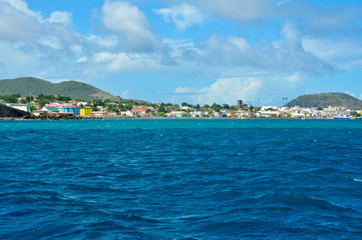 The view of Island of St. Kitts from the boat

