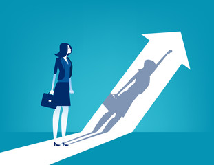 Growth. Businesswoman and his shadow Indicates success, Concept business vector illustration.