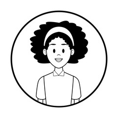 Woman profile cartoon in black and white
