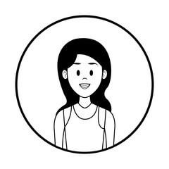 Woman profile cartoon in black and white