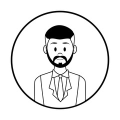 Businessman profile cartoon in black and white