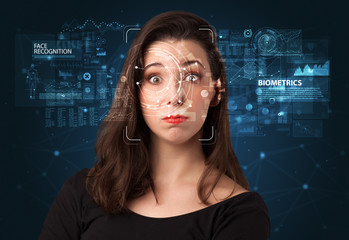 Face detection and recognition. Computer vision and artificial intelligence concept.
