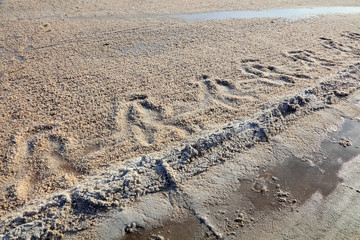 Friction trace in salt pond