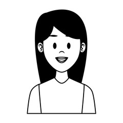 Woman profile cartoon in black and white