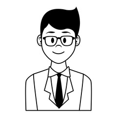 Businessman profile cartoon in black and white