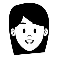 Woman face cartoon in black and white