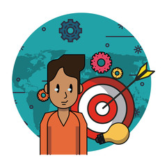 Man with target and bulb light