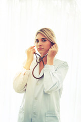 doctor female with stethoscope for examining patients