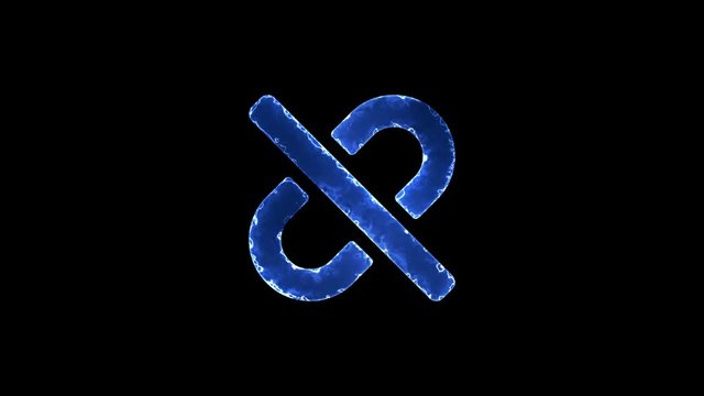 Symbol unlink. Blue Electric Glow Storm. looped video. Alpha channel black