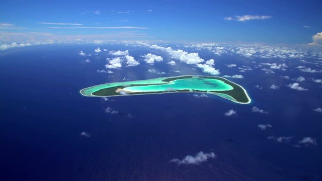 Aerial view of Tupai Heart Island French Polynesia South Pacific Ocean 