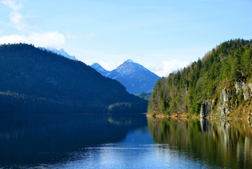 Alpsee lake in the Ostallgu district of Bavaria, Germany.