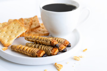 Insects as snacks like cookies. The concept of protein food sources from insects. It is a good source of protein, vitamin B12, and fiber, it is low in fat.