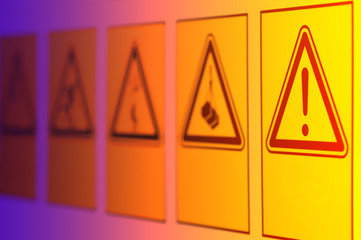 Warning signs in the form of a triangle
