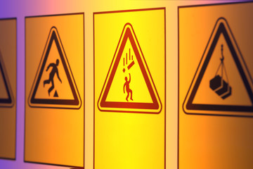 Warning signs in the form of a triangle