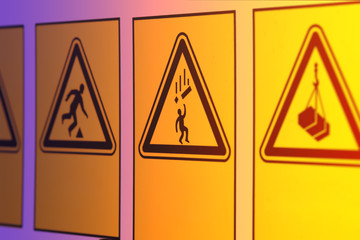 Warning signs in the form of a triangle