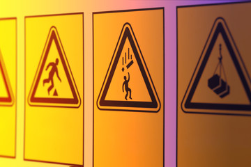 Warning signs in the form of a triangle