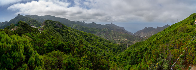 Fototapeta na wymiar Panoramic view of the Macizo de Anaga mountain range. Tenerife. Canary Islands. Spain.
