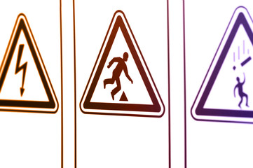 The warning signs in the form of a triangle