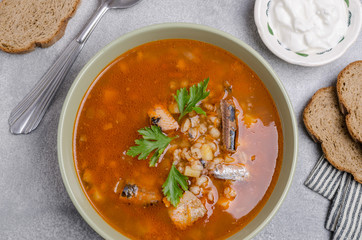 Traditional tomato fish soup