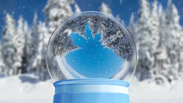 Empty Snow Globe in Winter Landscape 3D Animation