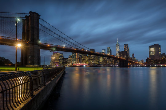 Brooklyn Bridge at a rainy night