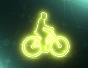 Bicyclist simple silhouette for design and creativity in thin line style. 3D rendering