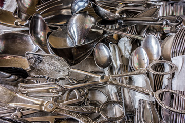 Vintage silver Cutlery background