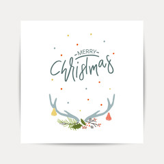 Greeting Card with christmas toys lettering Template