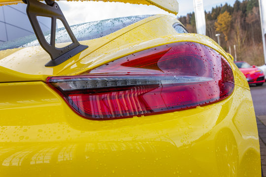 Yellow Shiny Body Of A German Sportscar