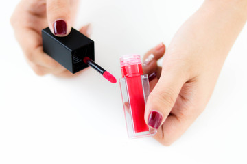 Red gel lipstick