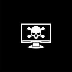 Malware, spam, online scam, computer virus icon or logo on dark background