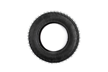 Small tyre for wheelbarrow (garden car) isolated on white background.