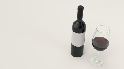 Bottle of red wine and a glass